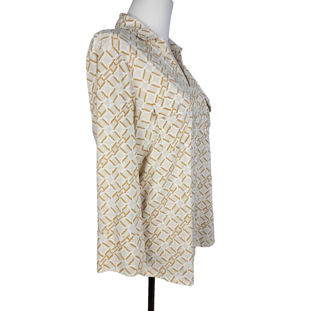 J. McLaughlin Button Down Top Size Large Chain Link 3/4 Sleeve EUC - Picture 7 of 16